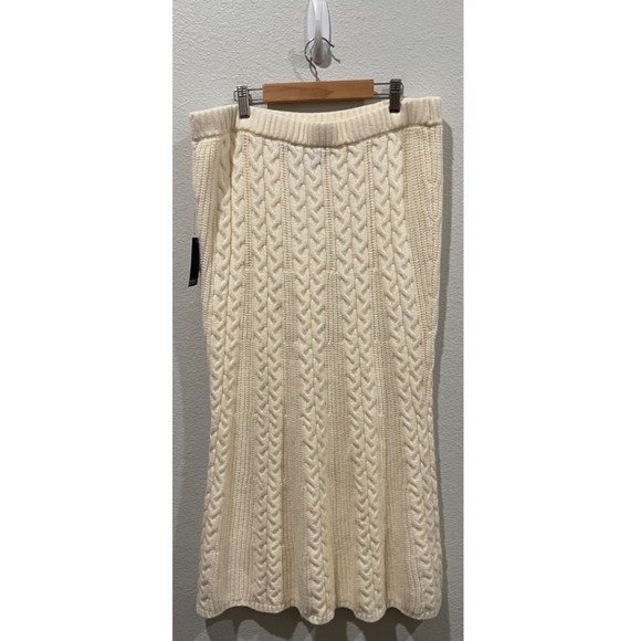 ELOQUII Cabled Sweater Cream Knit Maxi Skirt - Picture 4 of 6